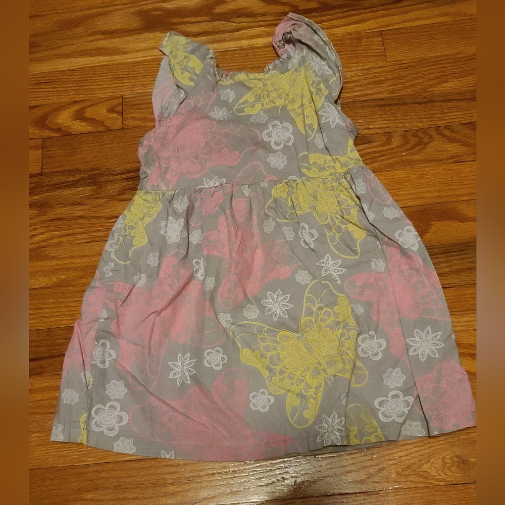 10 for $25 - George Girls 18-24m Gray Dress with Pink & Yellow Butterflies